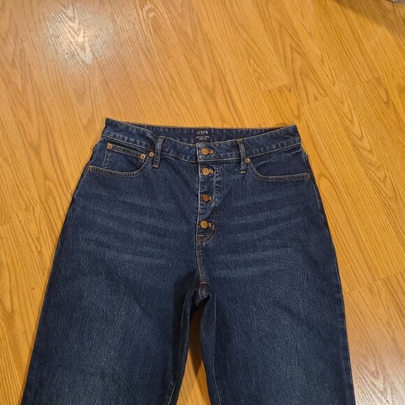 J. CREW CURVY FULL LENGTH WIDE-LEG JEANS DARK WASH HIGH RISE BUTTON FLY sz 30 - Picture 3 of 6